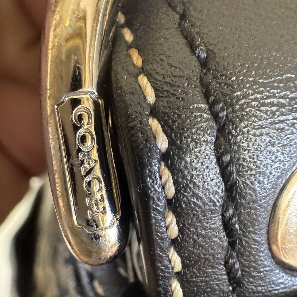 Y2K Coach Soho Signature C Buckle Canvas Leather Shoulder Bag F10925 Black - Picture 11 of 15